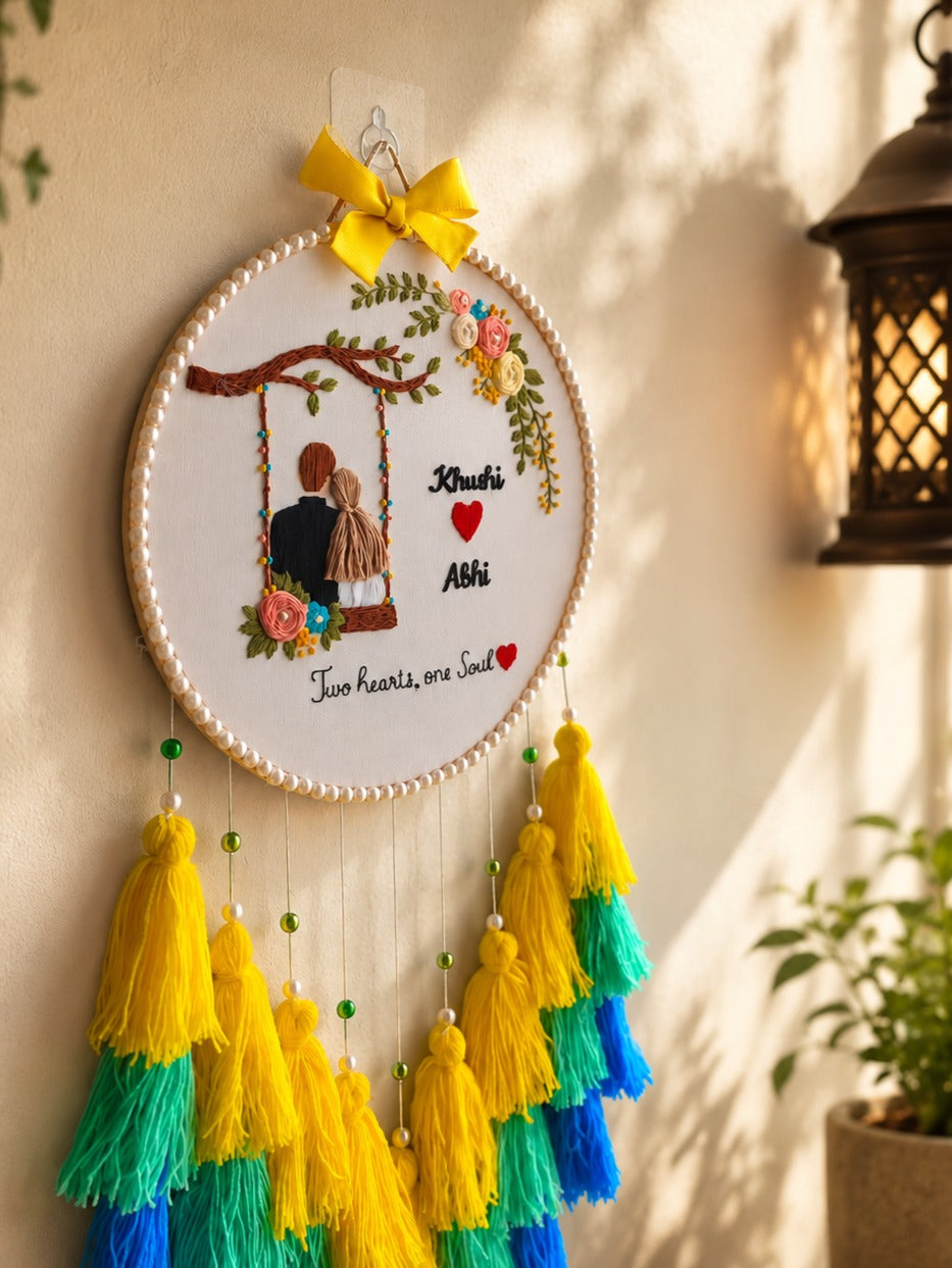 Personalized Couple Embroidery Wall Hanging with Names