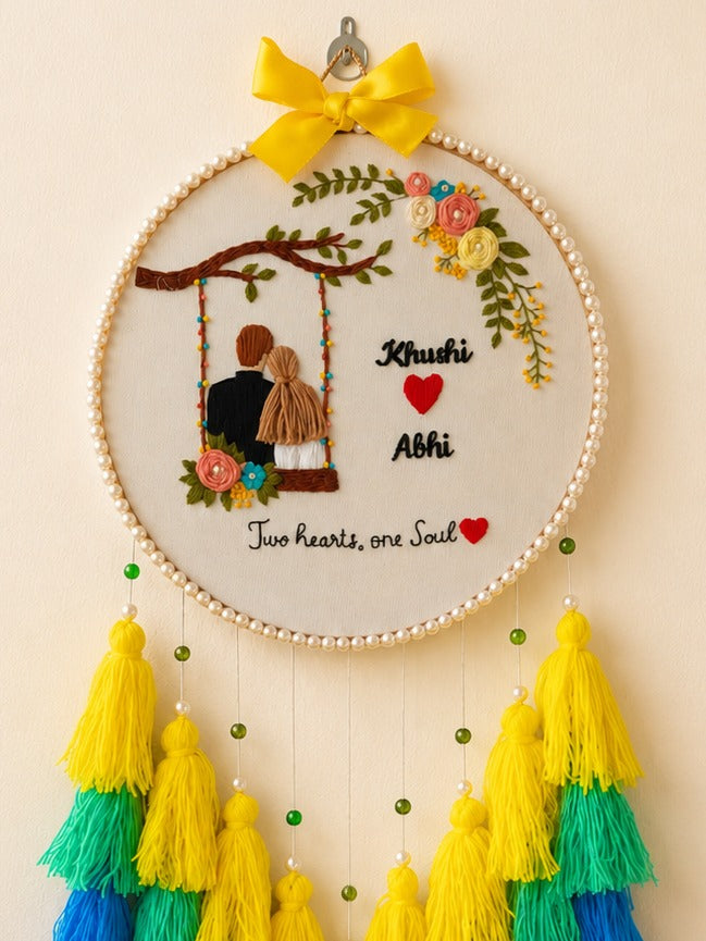 Personalized Couple Embroidery Wall Hanging with Names