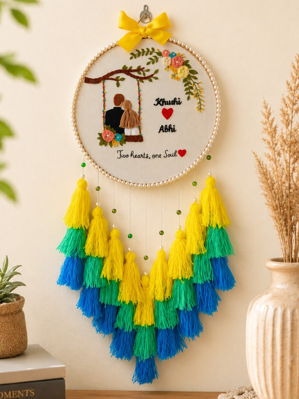 Personalized Couple Embroidery Wall Hanging with Names