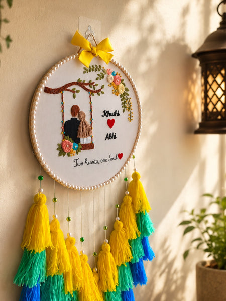 Personalized Couple Embroidery Wall Hanging with Names