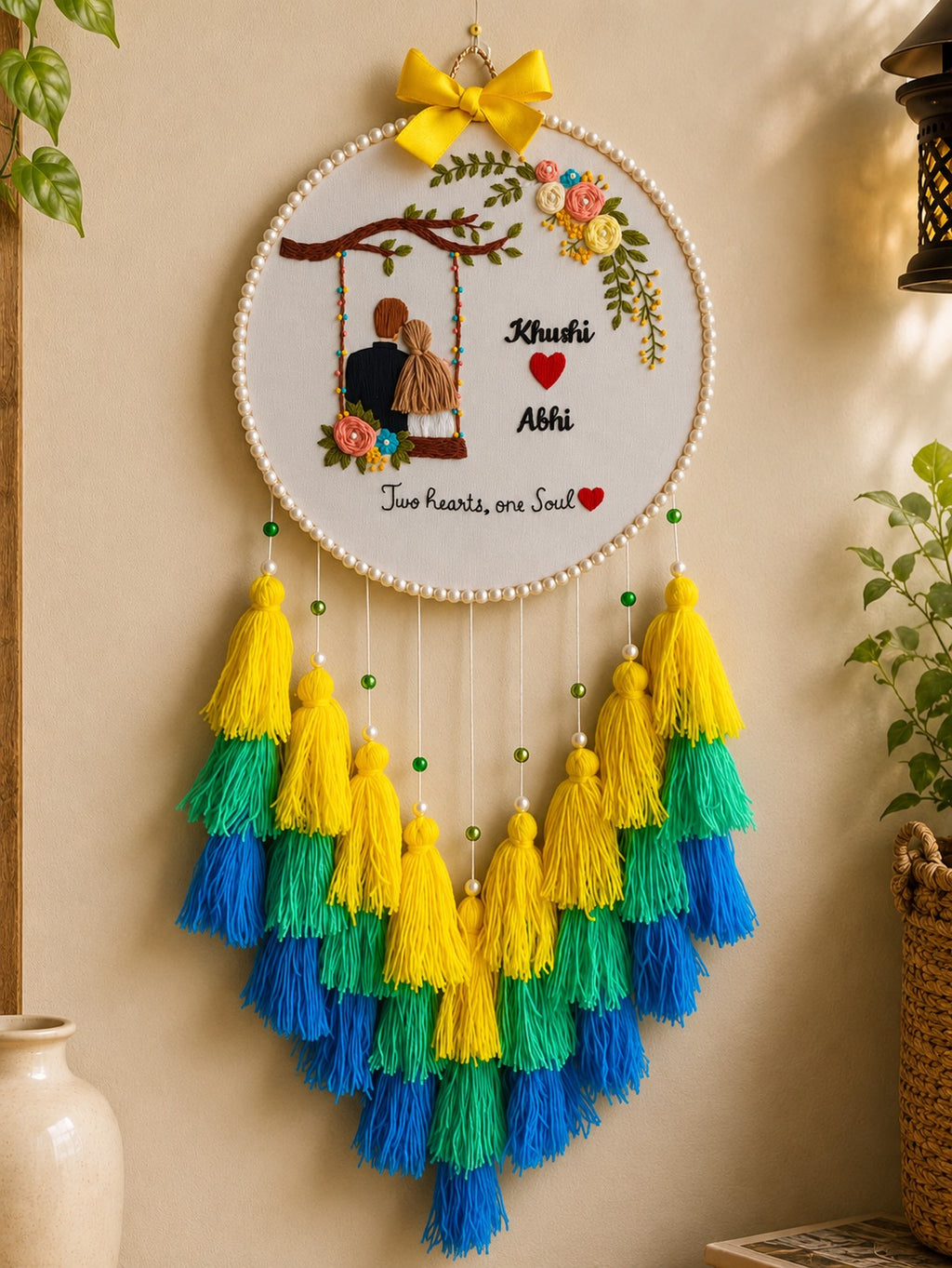 Personalized Couple Embroidery Wall Hanging with Names