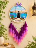 Girl by the Lake – Handmade Embroidered Wall Art with Tassles