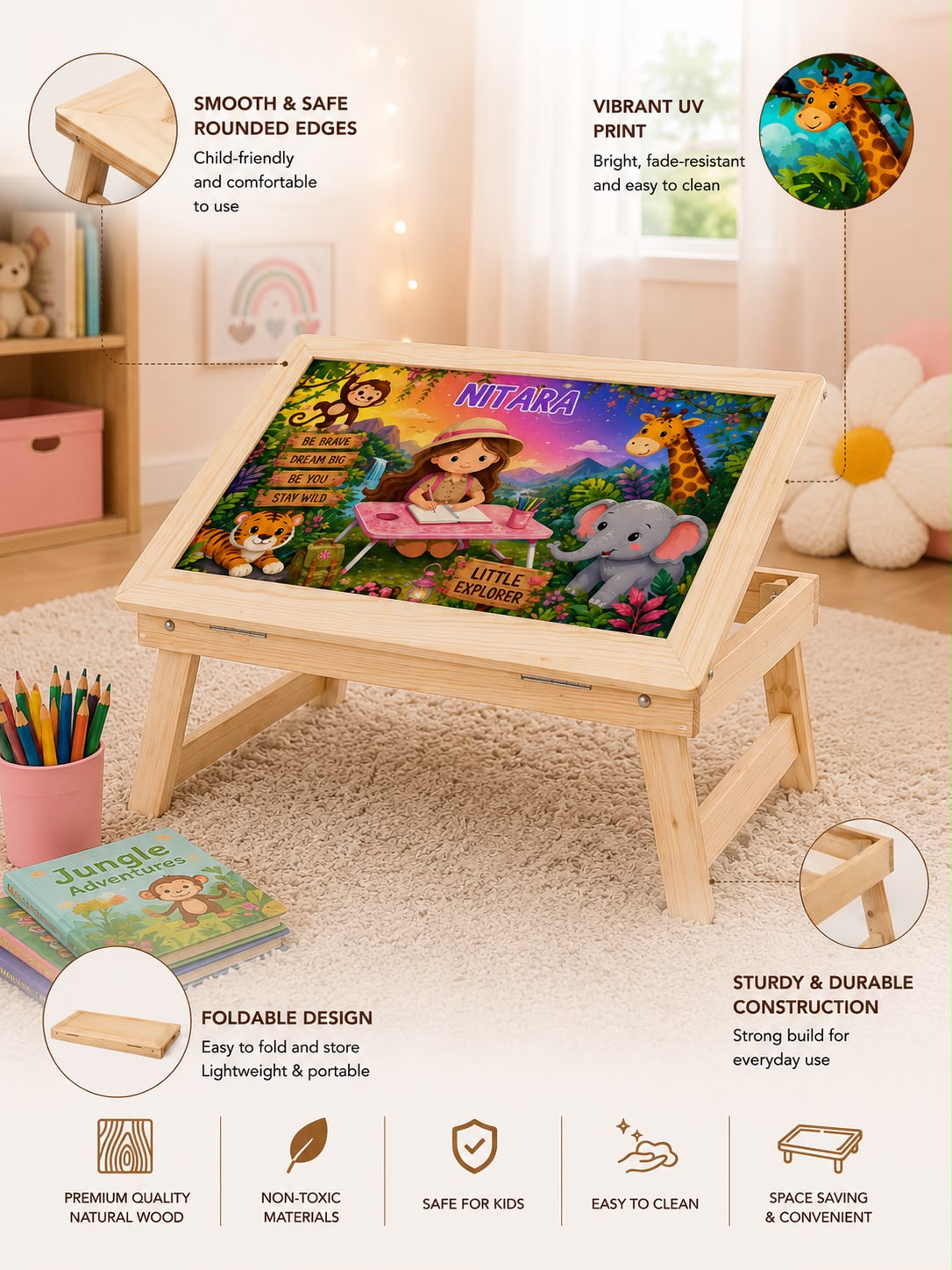 Jungle Theme - Girl Foldable Desk