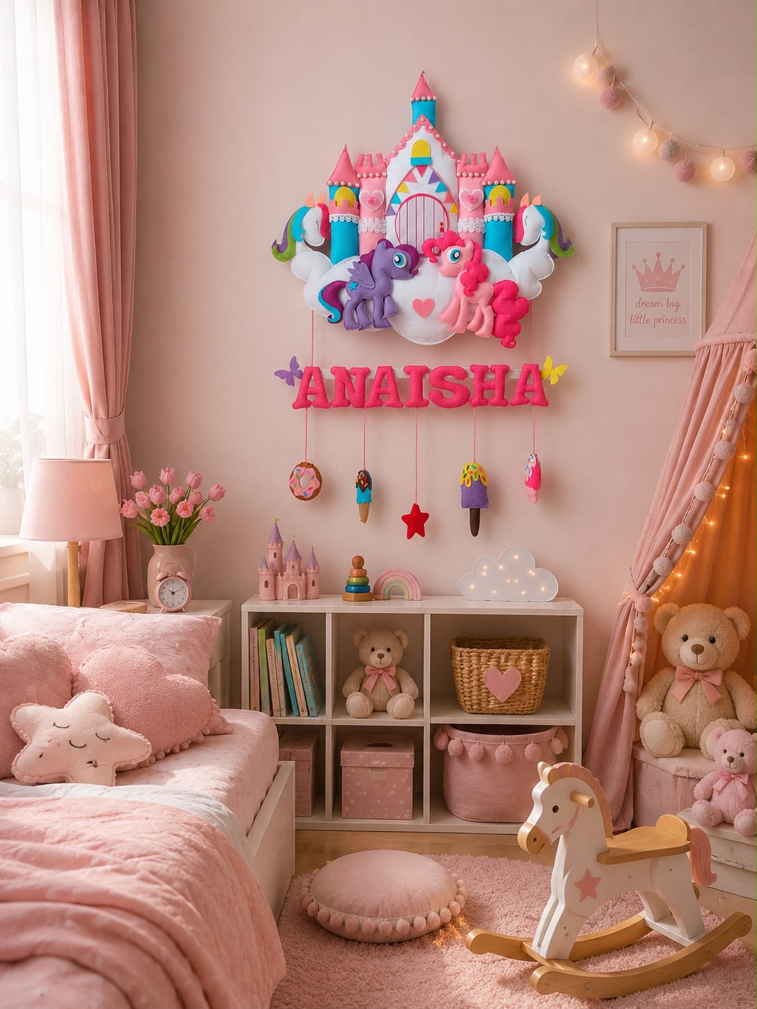 Personalized Princess Castle Unicorn Felt Name Wall Hanging