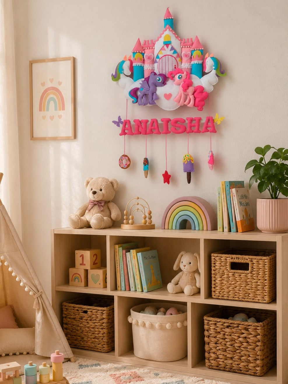 Personalized Princess Castle Unicorn Felt Name Wall Hanging