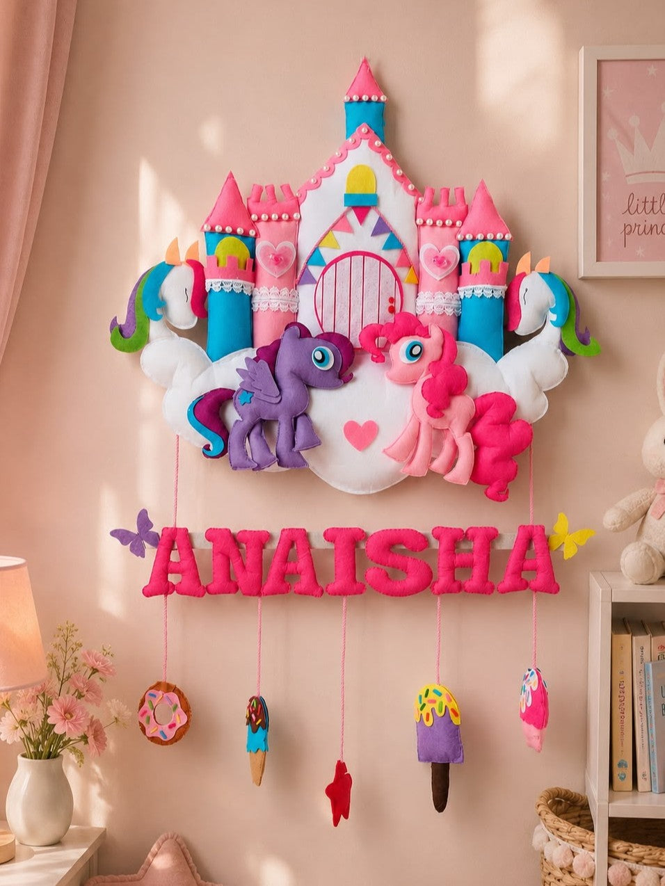 Personalized Princess Castle Unicorn Felt Name Wall Hanging