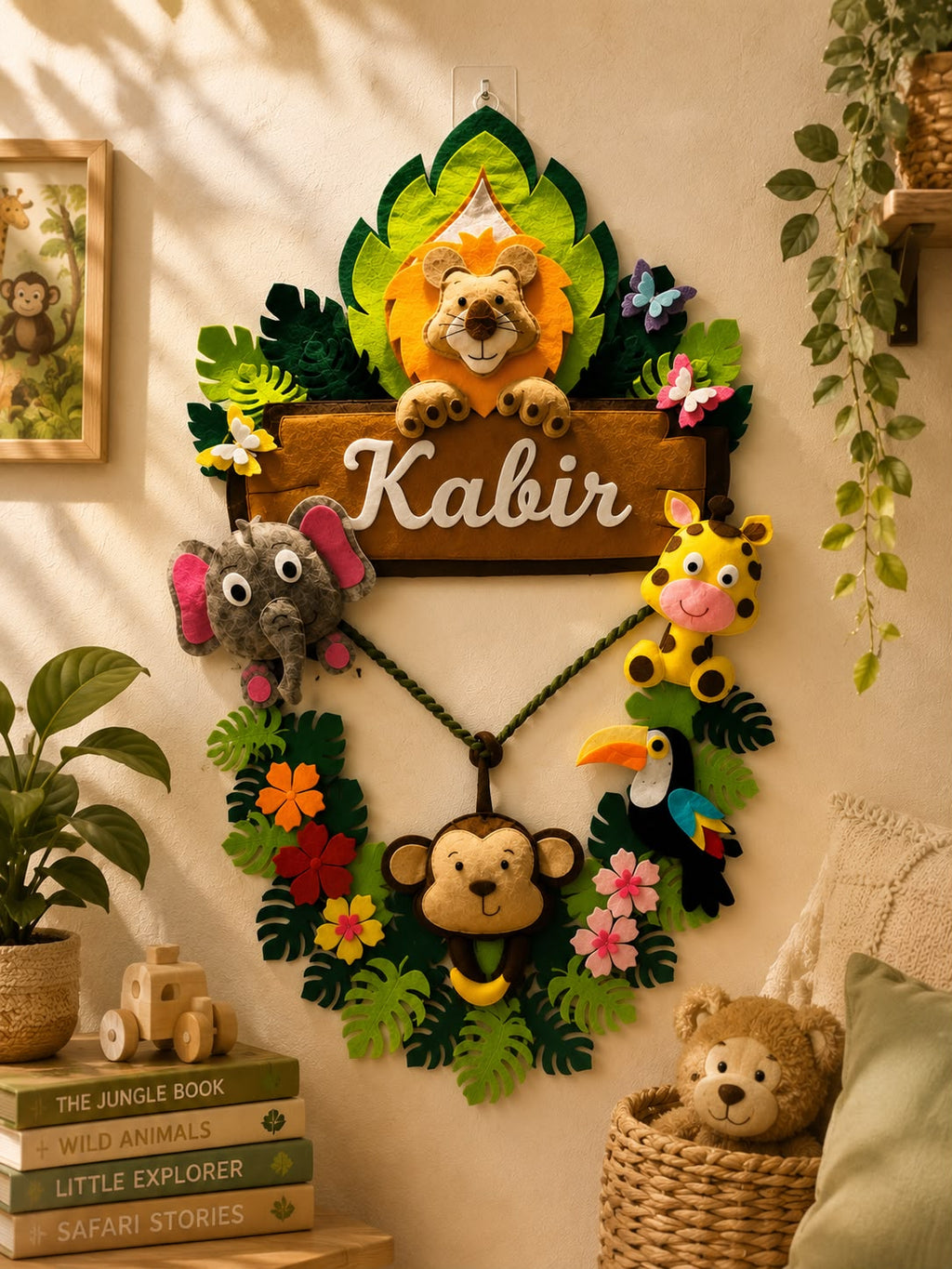 Personalized Jungle Animals Name Wall Hanging for Kids
