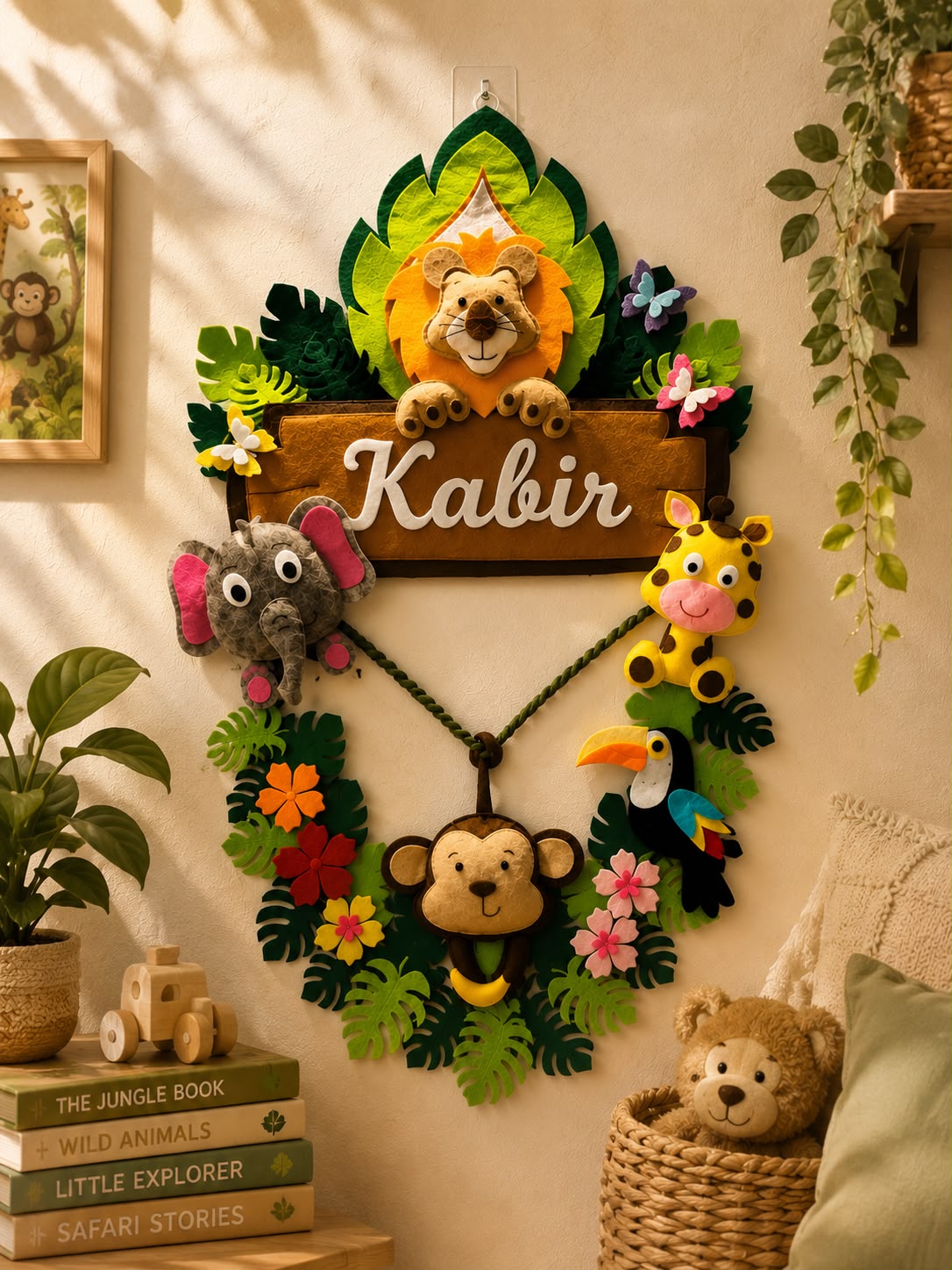 Personalized Jungle Animals Name Wall Hanging for Kids