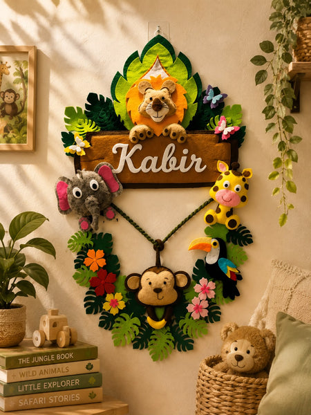 Personalized Jungle Animals Name Wall Hanging for Kids