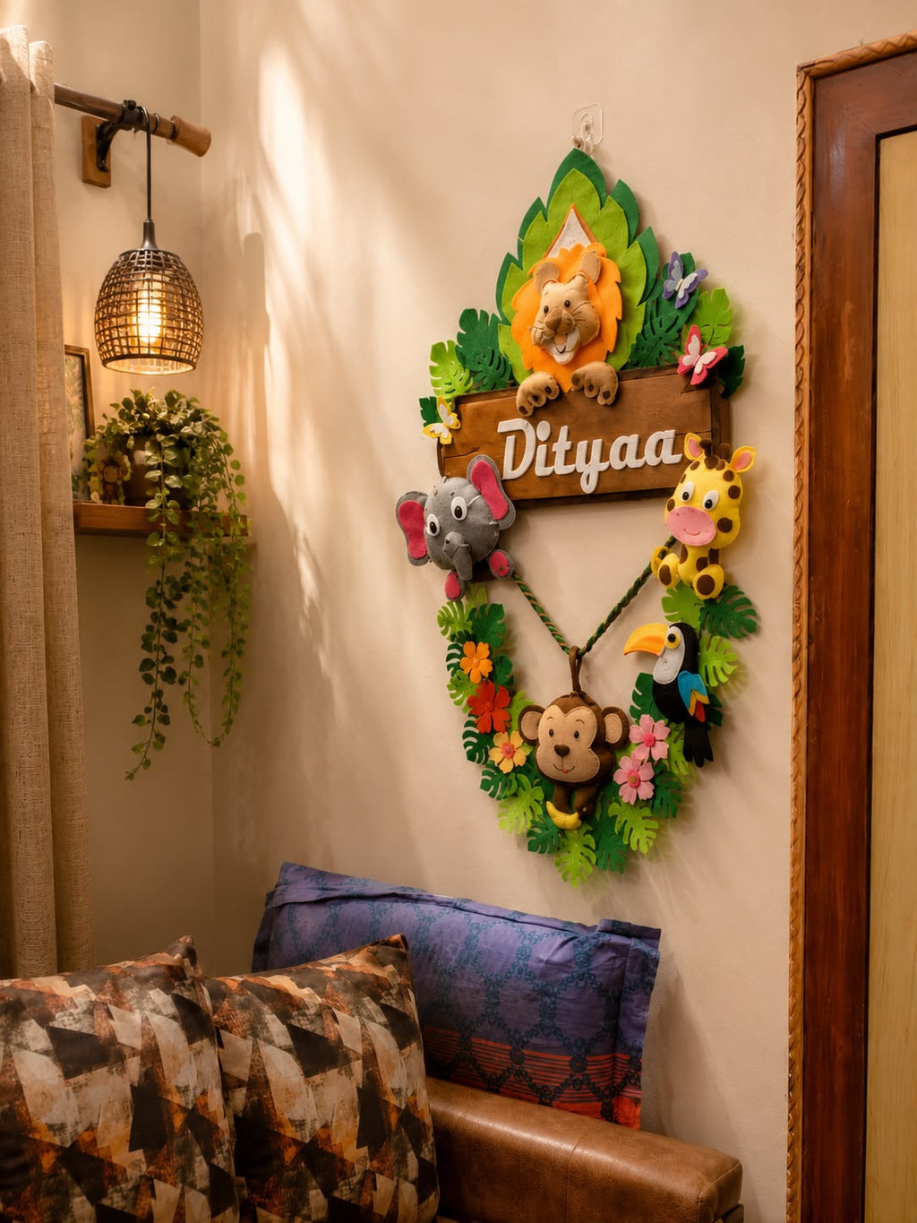 Personalized Jungle Animals Name Wall Hanging for Kids