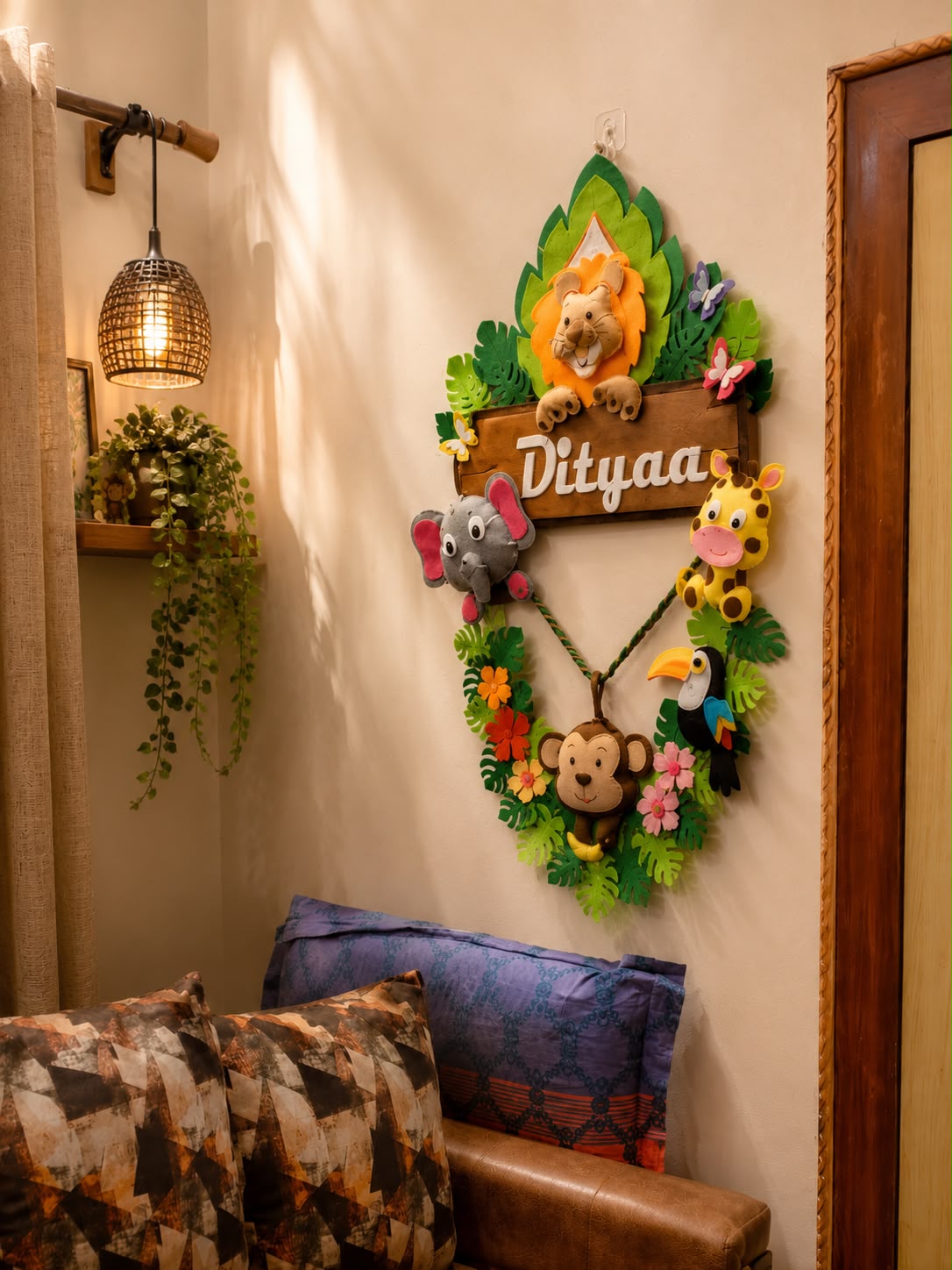 Personalized Jungle Animals Name Wall Hanging for Kids