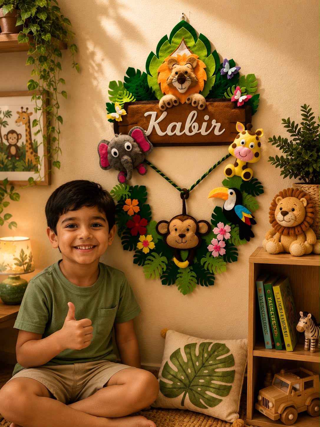 Personalized Jungle Animals Name Wall Hanging for Kids