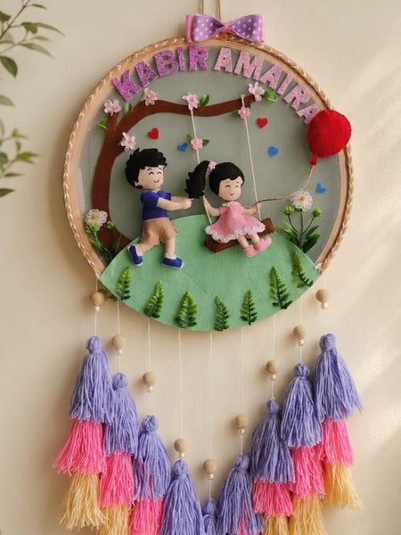 Personalized Brother & Sister Swing Wall Hanging with Name