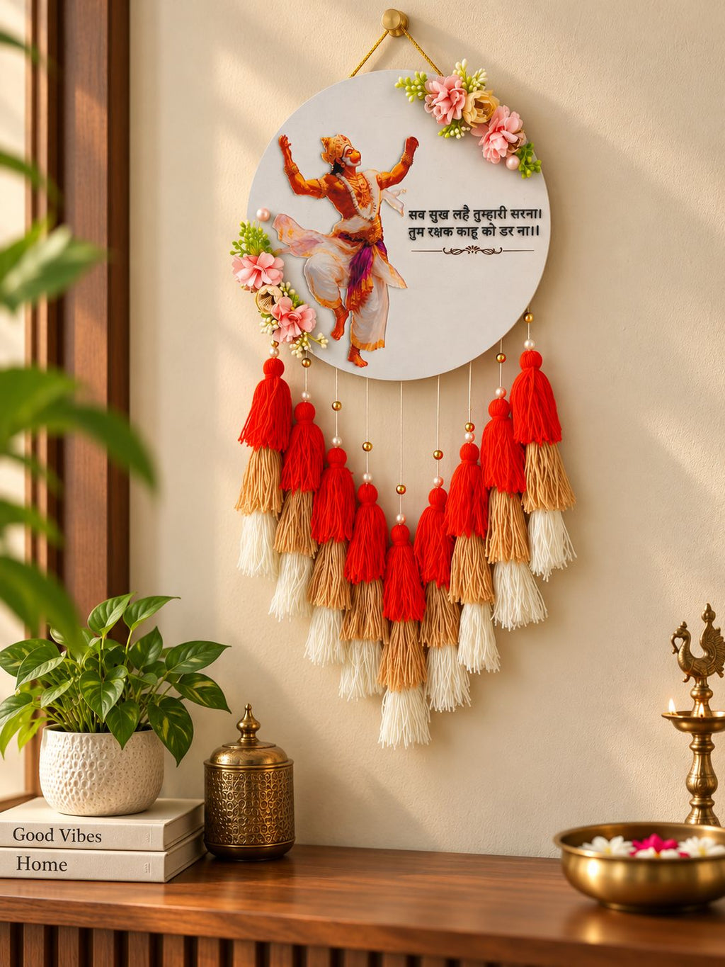 Divine Hanuman Wall Hanging with Tassles