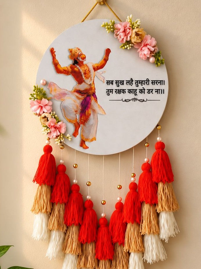 Divine Hanuman Wall Hanging with Tassles