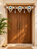 Handcrafted Evil Eye Floral Toran with Pearl Hangings & Bead Tassels