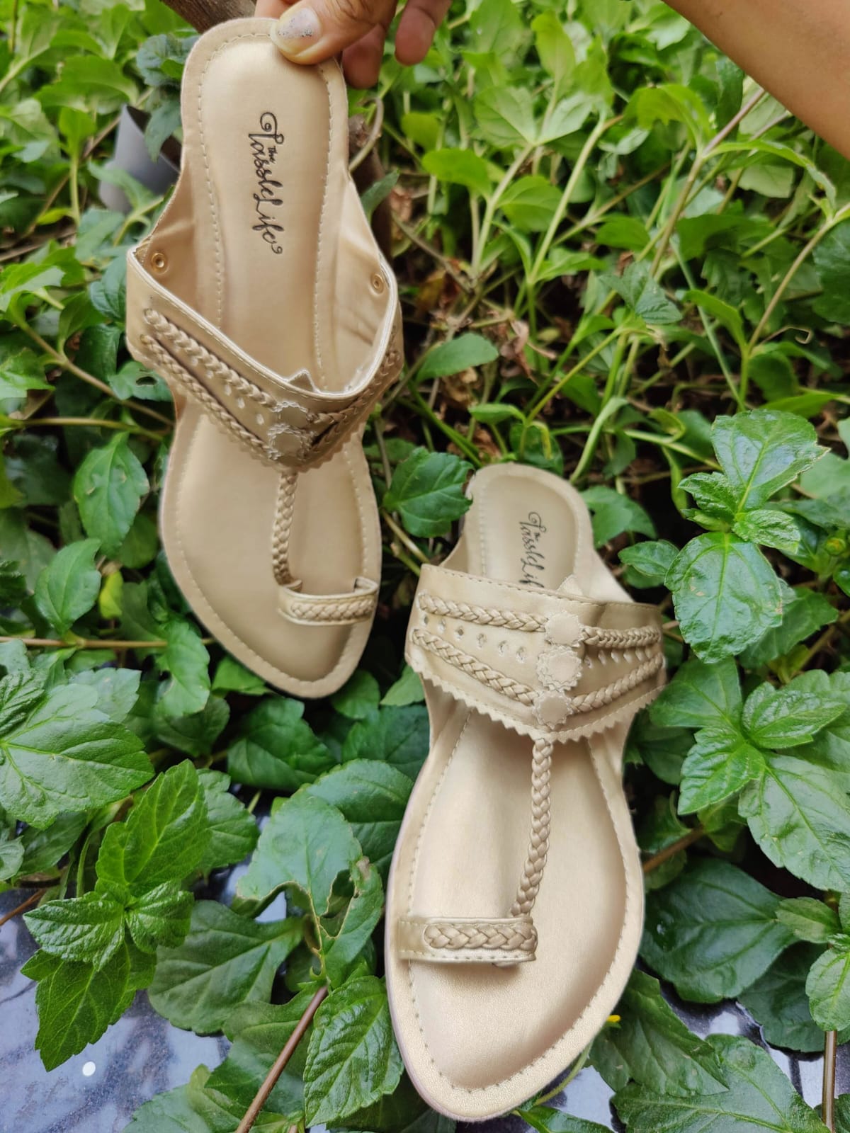 Golden Faux Leather Kolhapuri