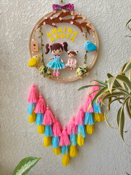 Customizable Name Felt Wall Hanging with Tassles & Lights