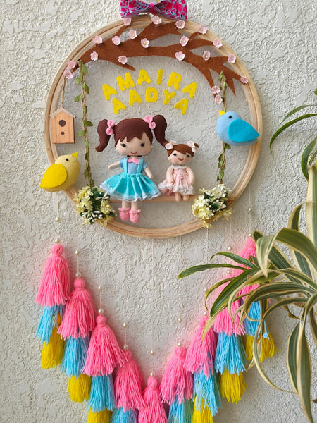 Customizable Name Felt Wall Hanging with Tassles & Lights