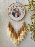 Embroidered Floral Photo Frame Hoop with Tassles & Lights