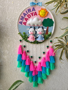 Customizable Name Felt Wall Hanging with Tassles & Lights