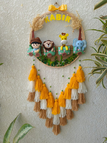 Customizable Name Felt Wall Hanging with Tassles & Lights