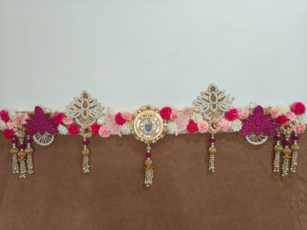 Handcrafted Floral Toran with Mirror Work of Srinathji & Beaded Danglers