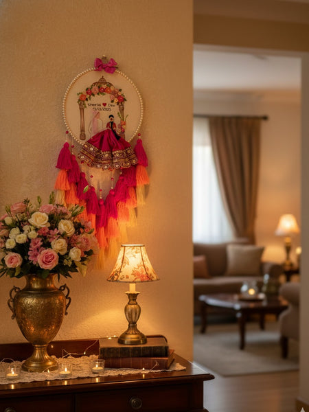 Customizable Couple Embroidered Hoop with Tassels