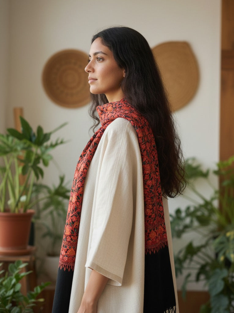 Aari Embroidered Kashmiri Stole