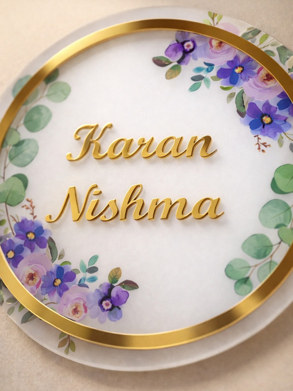 Personalised Acrylic Floral Round Nameplate