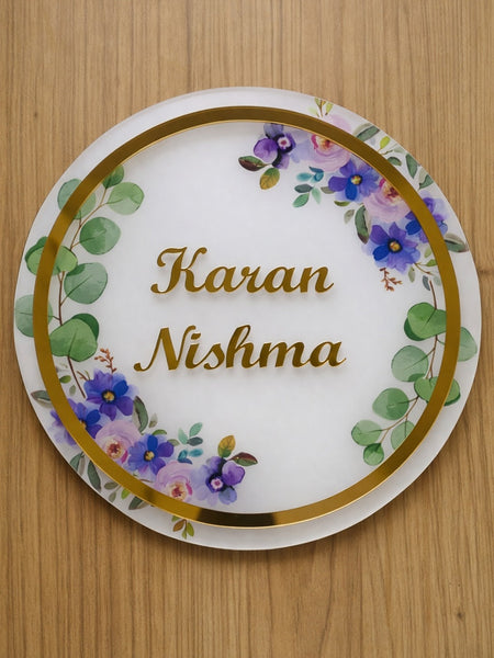 Personalised Acrylic Floral Round Nameplate