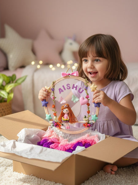 Customizable Name Felt Wall Hanging with Tassles & Lights