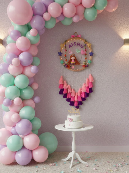 Customizable Name Felt Wall Hanging with Tassles & Lights