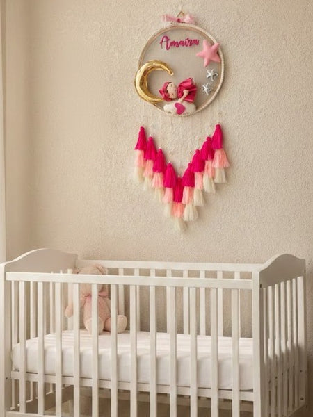 Customizable Name Felt Wall Hanging with Tassles & Lights