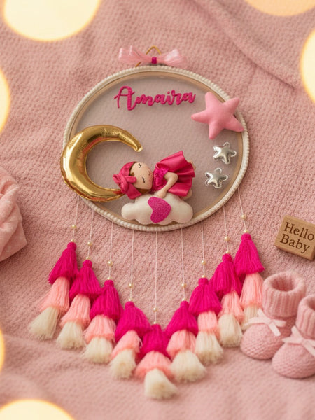 Customizable Name Felt Wall Hanging with Tassles & Lights