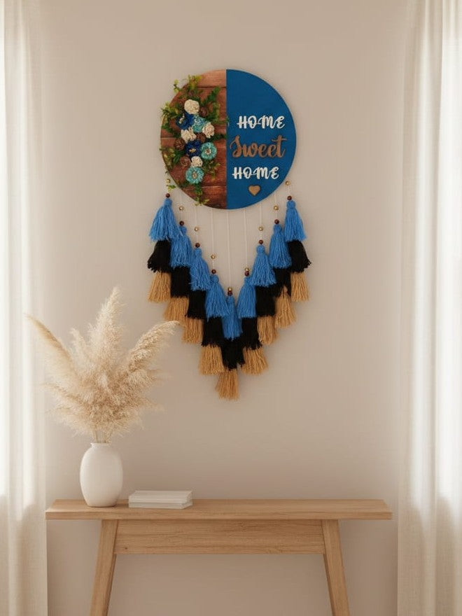 Home Sweet Home Floral Wall Hanging with Tassles