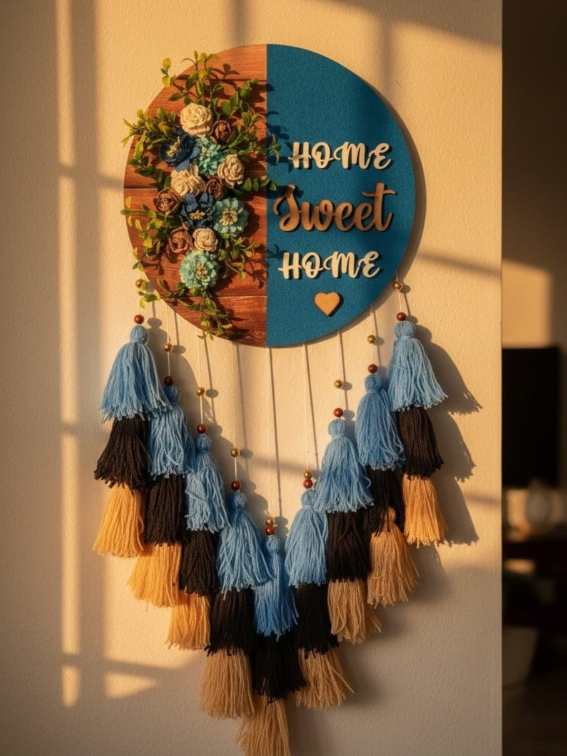 Home Sweet Home Floral Wall Hanging with Tassles