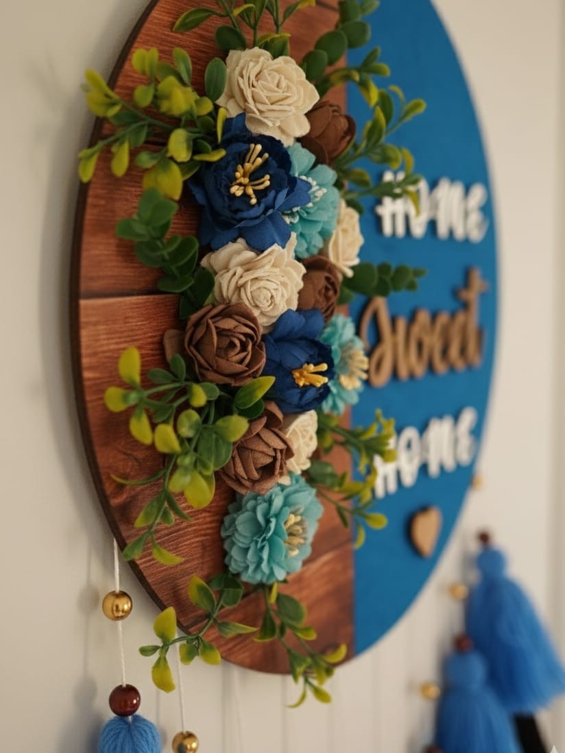 Home Sweet Home Floral Wall Hanging with Tassles