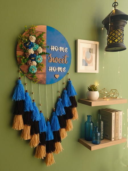 Home Sweet Home Floral Wall Hanging with Tassles