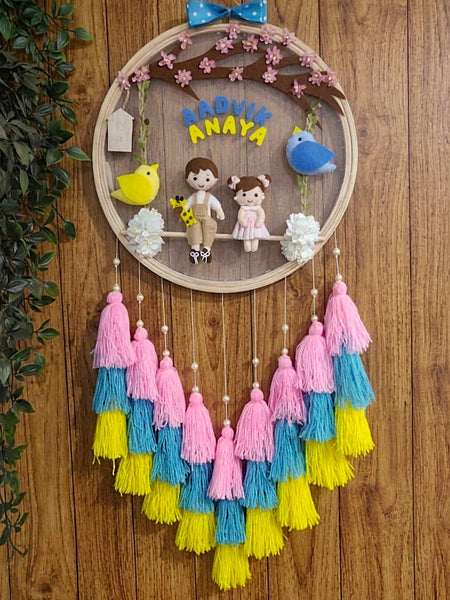 Customizable Name Felt Wall Hanging with Tassles & Lights