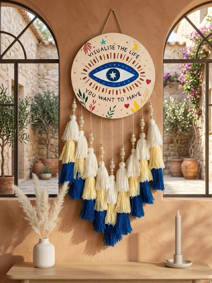 Evil Eye Home Decor Hanging with Beads & Tassels