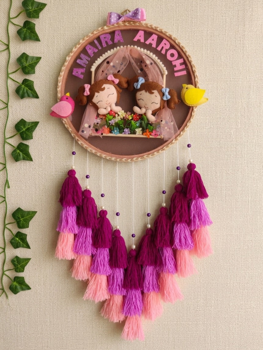 Personalized Kids Name Wall Hanging with Tassles & Lights