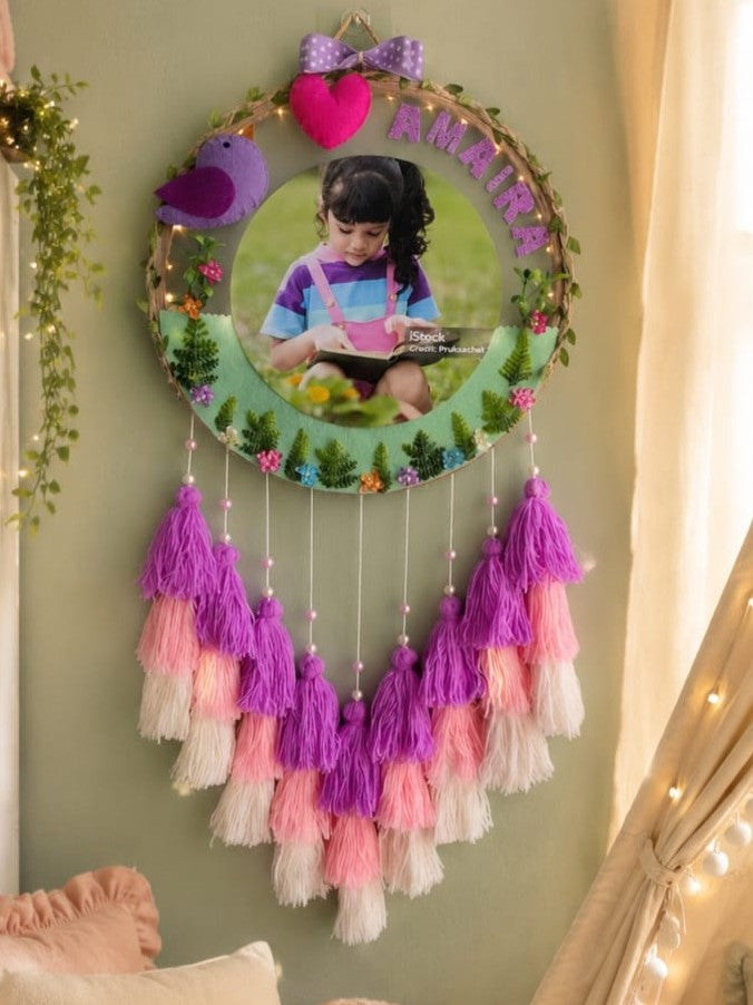 Personalized Kids Wall Hanging with Lights – Name & Photo Dreamcatcher