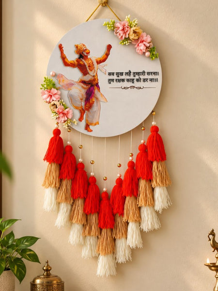 Divine Hanuman Wall Hanging with Tassles