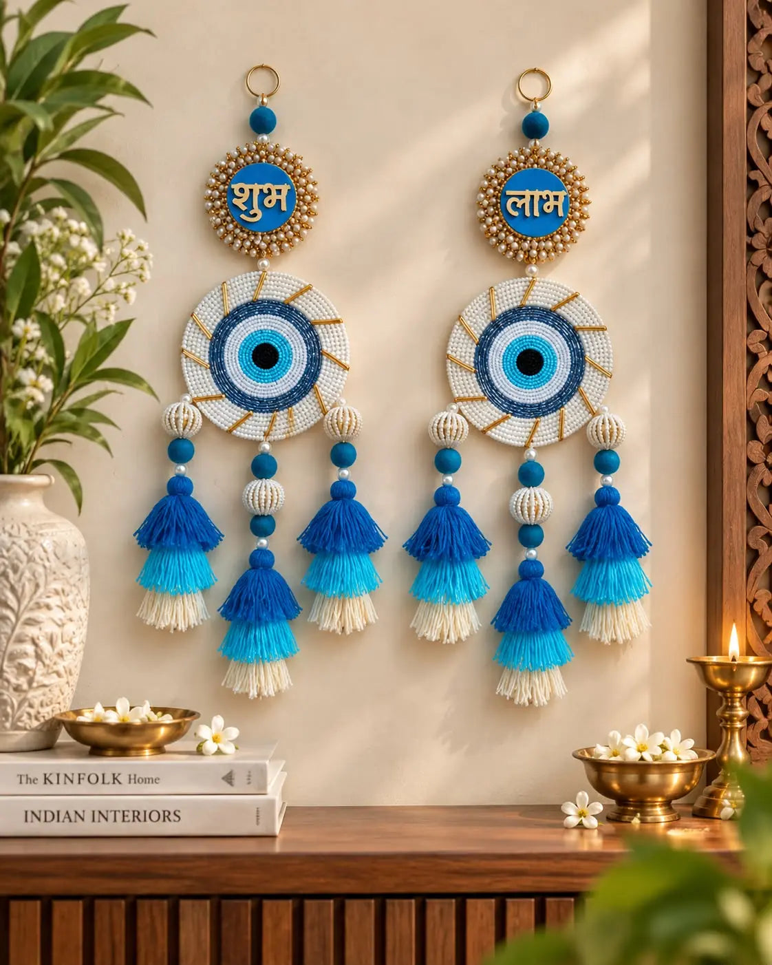 Shubh Labh Evil Eye Wall Hanging with Tassels