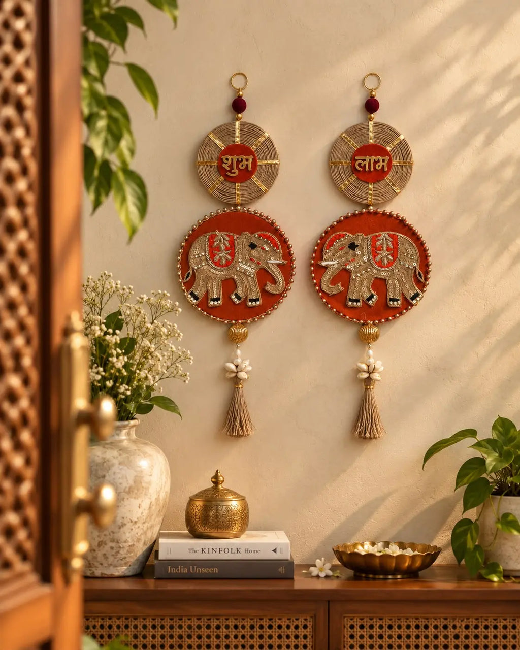Shubh Labh Elephant Wall Hanging