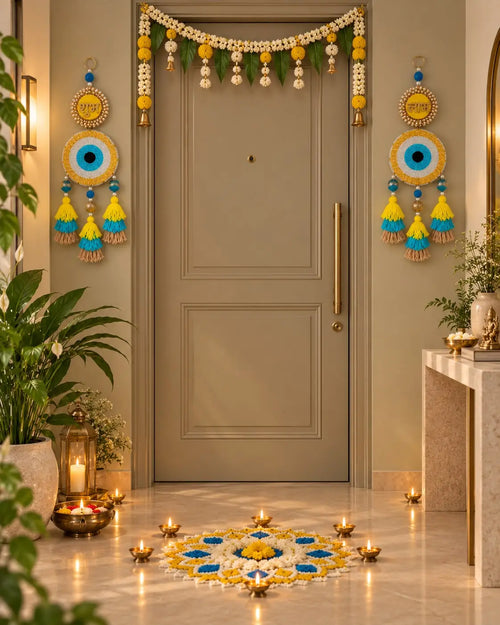 Shubh Labh Evil Eye Wall Hanging with Tassels