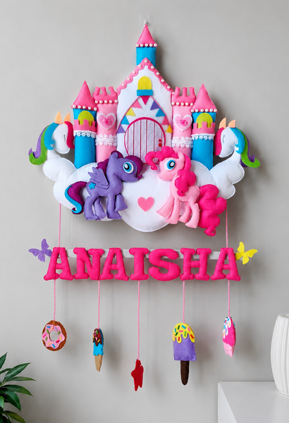 Personalized Princess Castle Unicorn Felt Name Wall Hanging