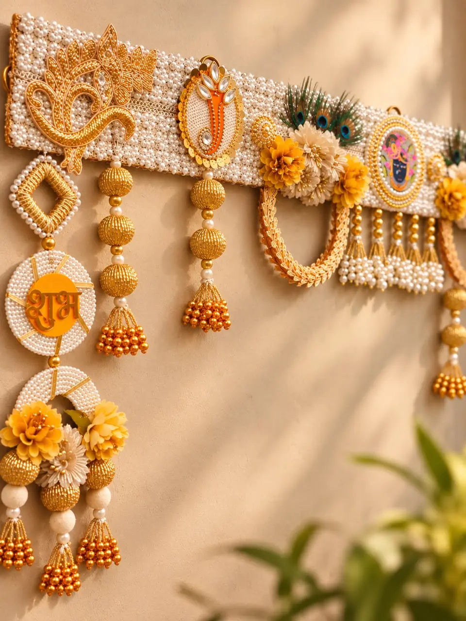 Royal Shubh Labh Toran with Gold & Pearl Embellishments