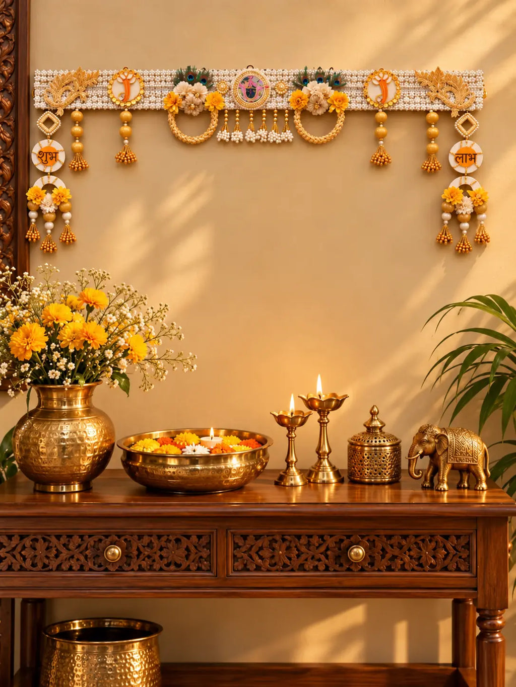 Royal Shubh Labh Toran with Gold & Pearl Embellishments